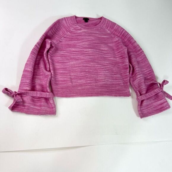 J.Crew Collection Sweater Womens Large Marled Pink Wool Alpaca Tie Sleeve - Picture 1 of 9